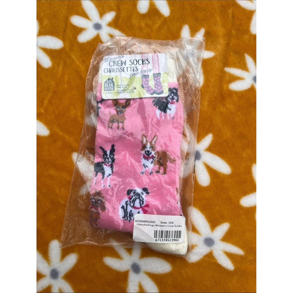 Women's Pink Animal Crew Socks - Little Blue House
